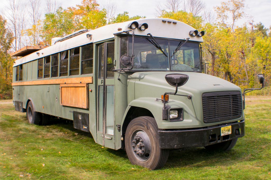 bus converted to solar powered tiny home on wheels nn 0247