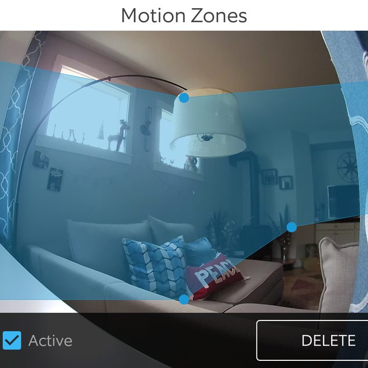 Ring Stick Up Cam app motion zones