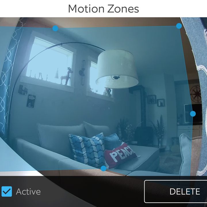 Ring Stick Up Cam app motion zones