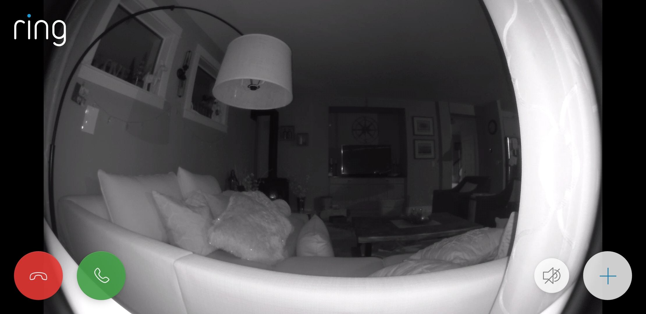 Ring Stick Up Cam Wired app night vision
