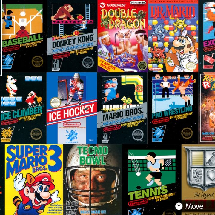 Collage of classic NES games.