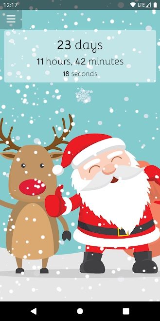Christmas Countdown app with Santa and reindeer.
