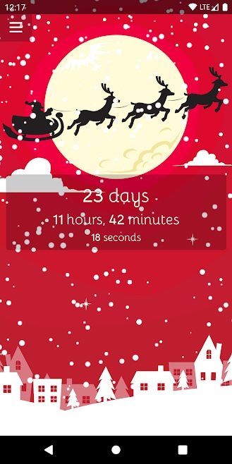 Christmas Countdown app with reindeer and moon.