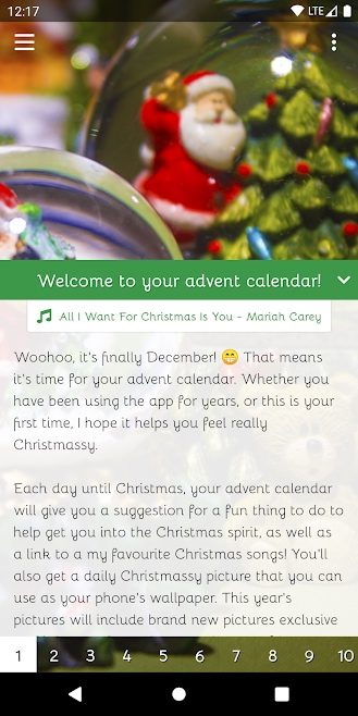 Christmas Countdown app with Santa and Xmas tree.