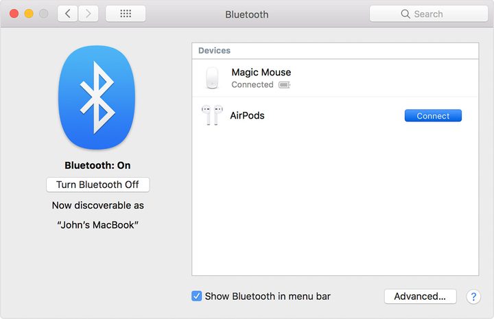 Connect Bluetooth AirPods on Mac