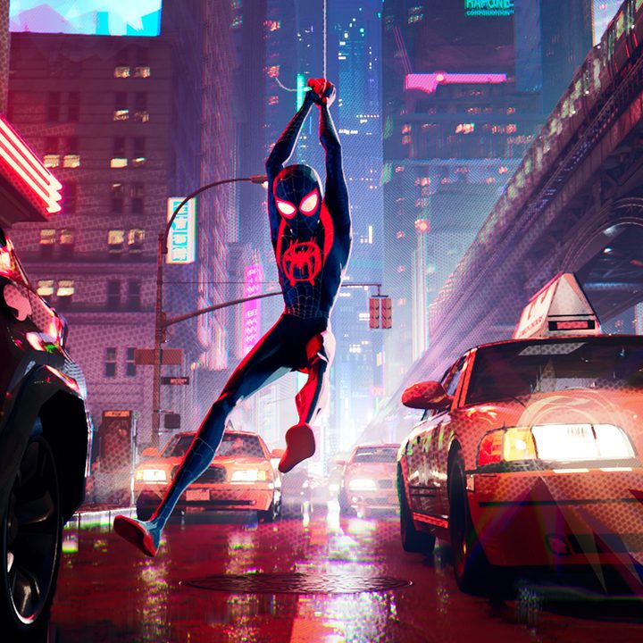 Miles Morales swinging in Spider-Man: Into the Spider-Verse