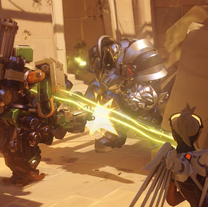Mercy healing Bastion Overwatch