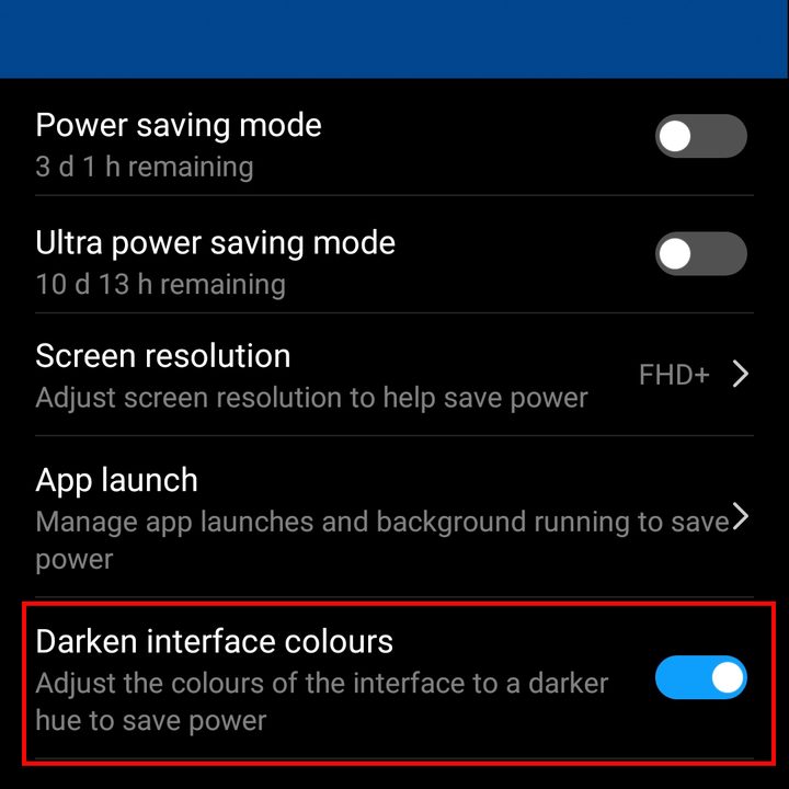 Change to dark mode Huawei P20 Pro