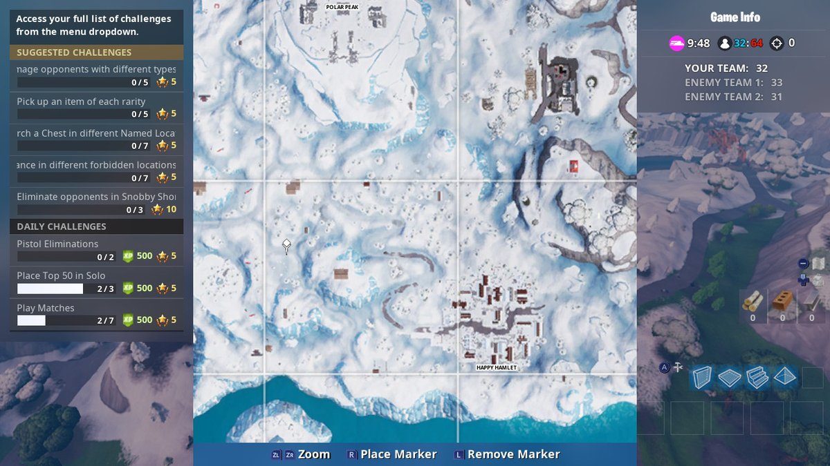 fortnite search between 3 ski lodges week 3 challenges