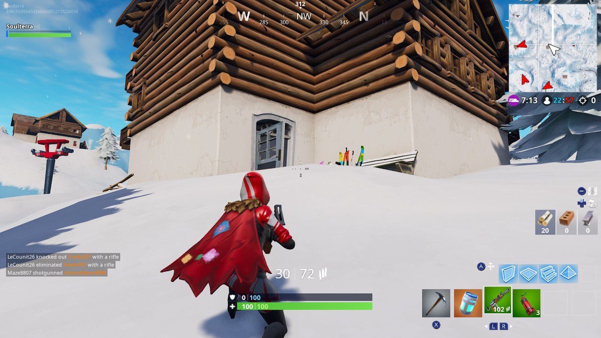 fortnite search between 3 ski lodges week 3 challenges