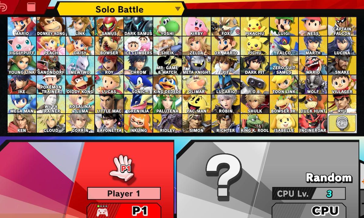 super smash ultimate full roster