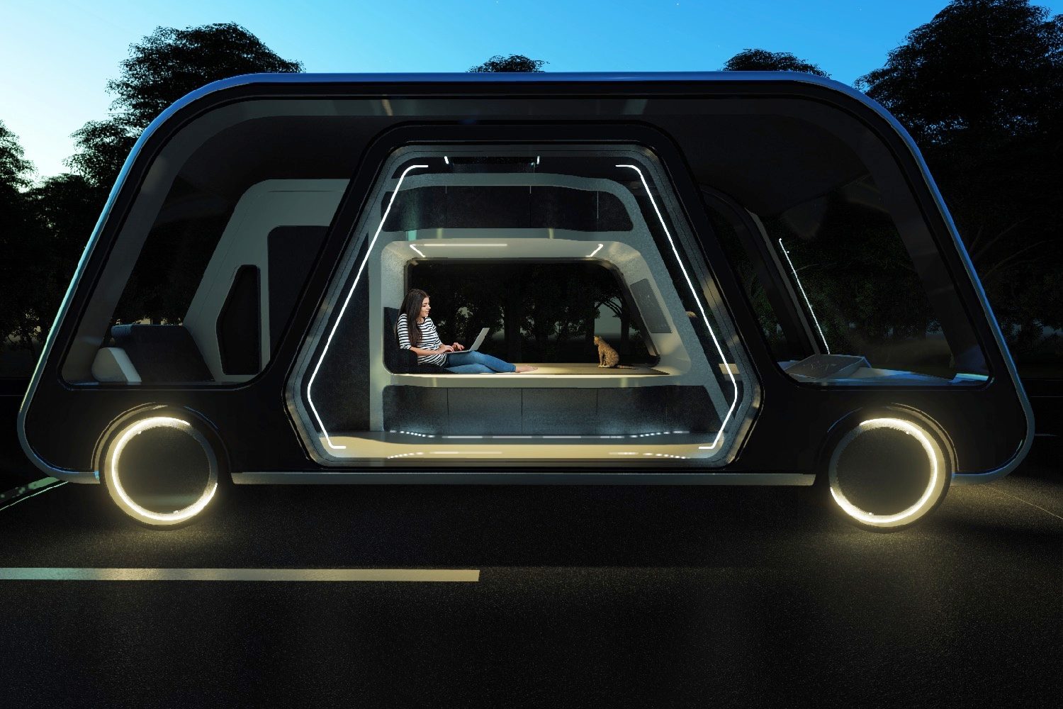 aprilli autonomous travel suite concept ats night view 2