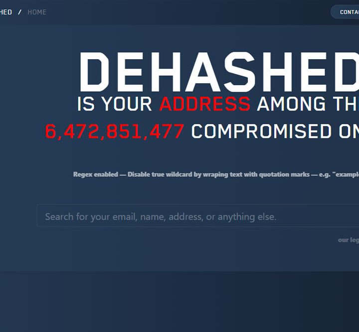 DeHashed website screenshot.