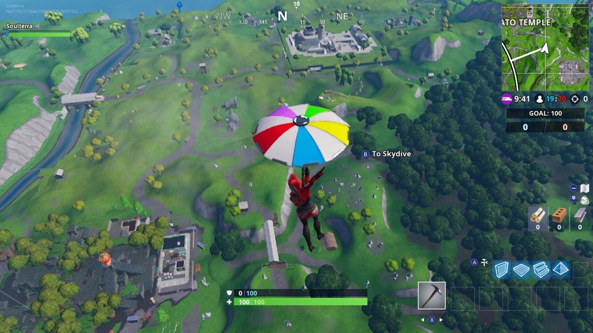 Fortnite Season 7 week 5 challenges search between a giant rock man crowned tomato and encircled tree