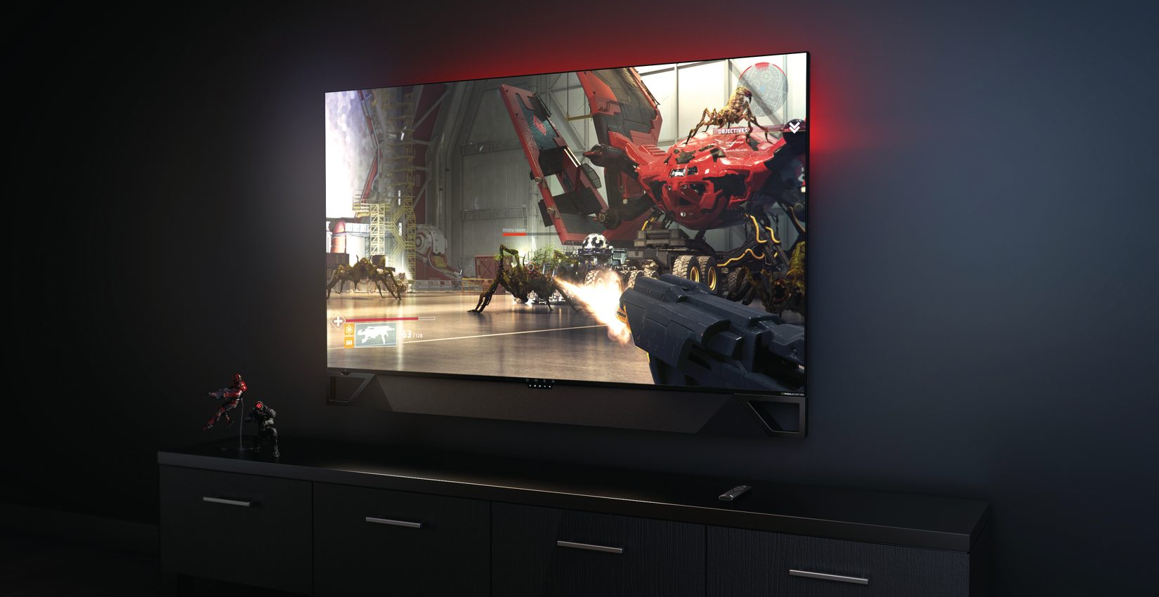hp omen x emperium 65 with soundbar environment