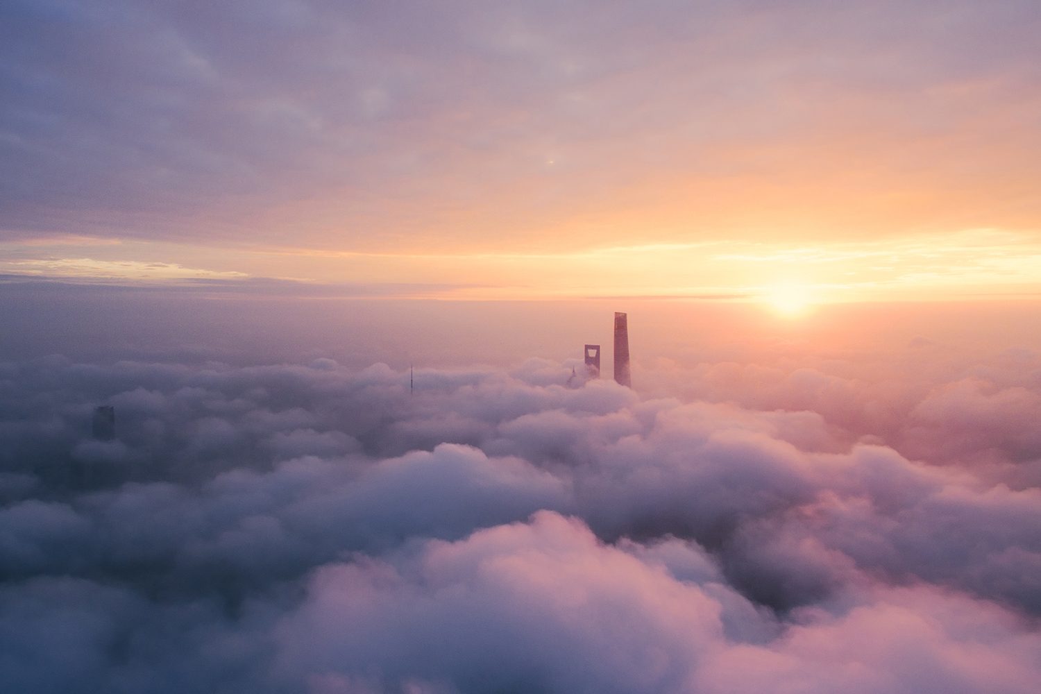 best drone photos bird view of lujiazui at dawn