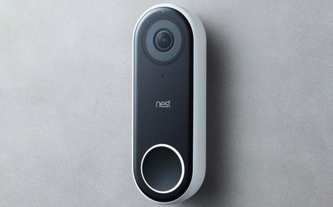 Nest Hello Video Doorbell close-up on white version.