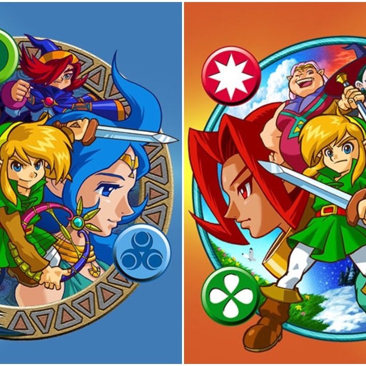 Two logos for the Zelda Oracle games.