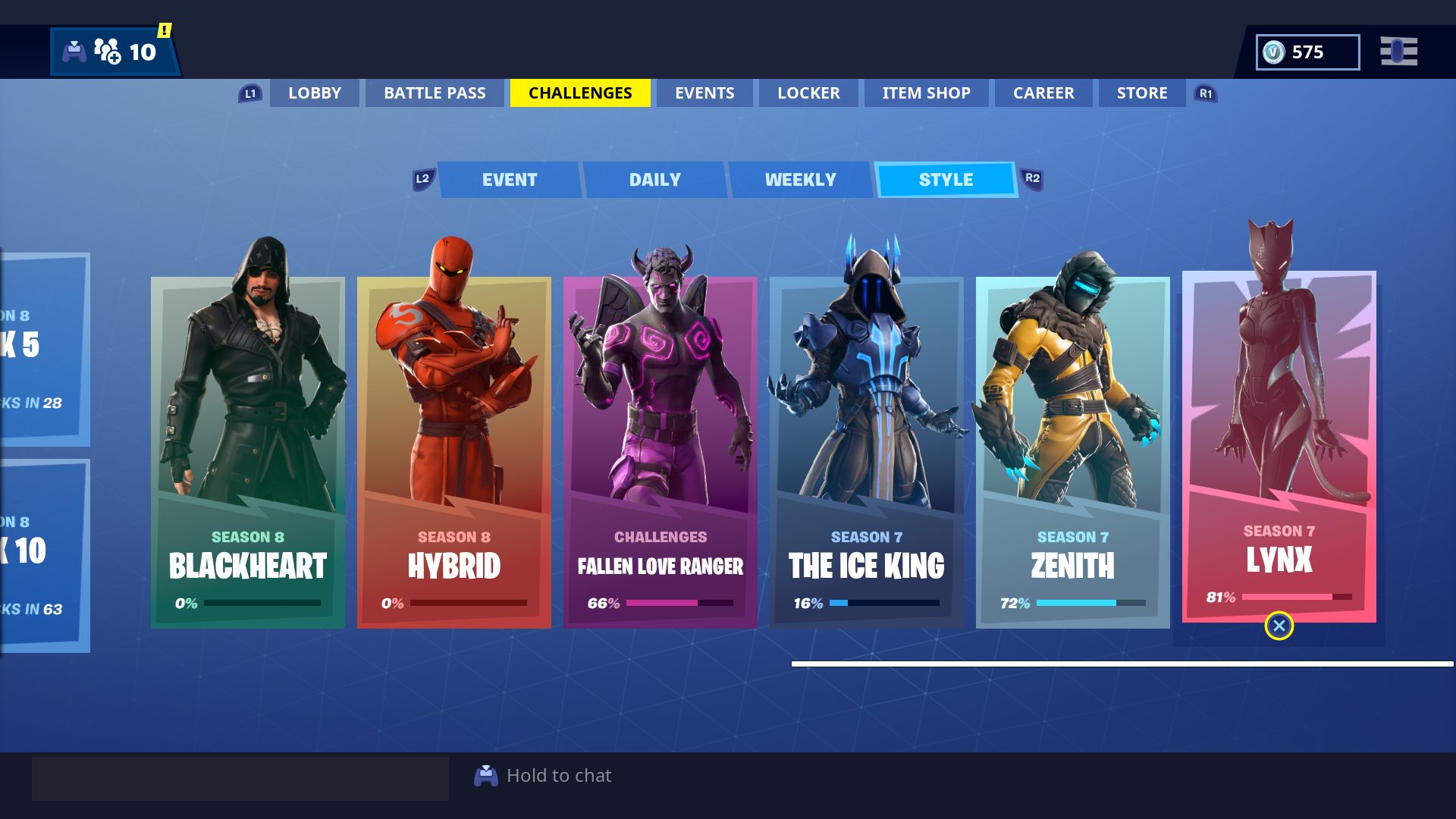 New skin challenges UI in Fortnite Season 8