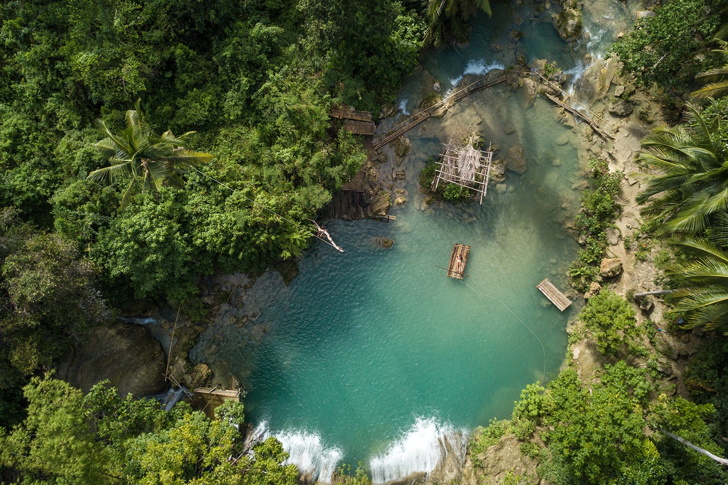 best drone photos tropical waterfall