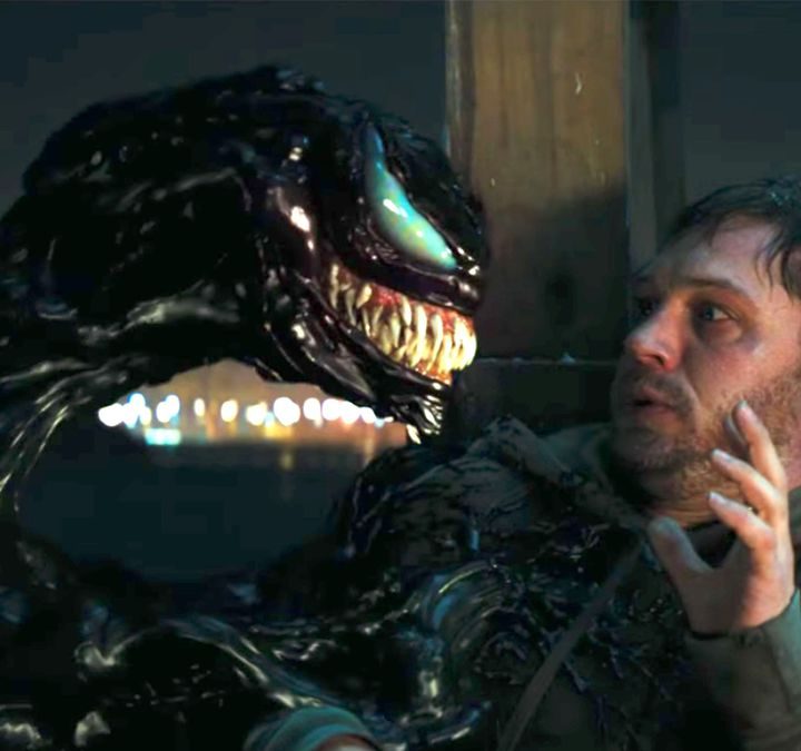 Venom terrorizes Eddie Brock in Venom