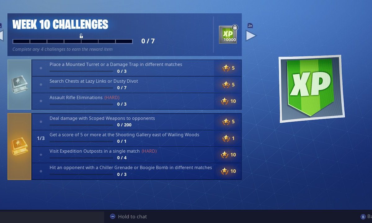 fortnite week 10 challenges fortnite shooting gallery locations