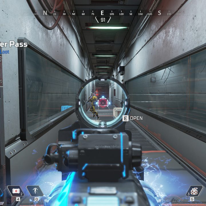Player aiming down the sights in Apex Legends.