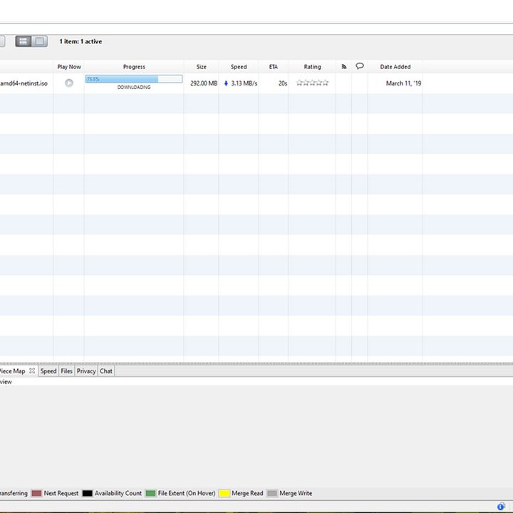 A BiglyBT client screenshot showing a download in progress.