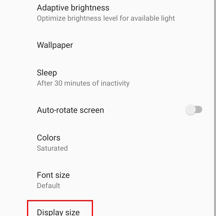 Change display size on Moto G7