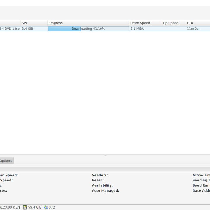 A Deluge client screenshot showing a download in progress.