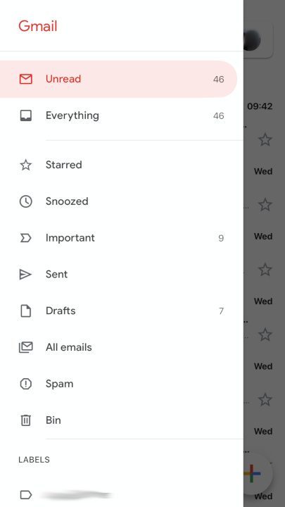 Changing folder in Gmail.