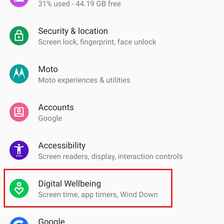 Schedule Wind Down on your Moto G7