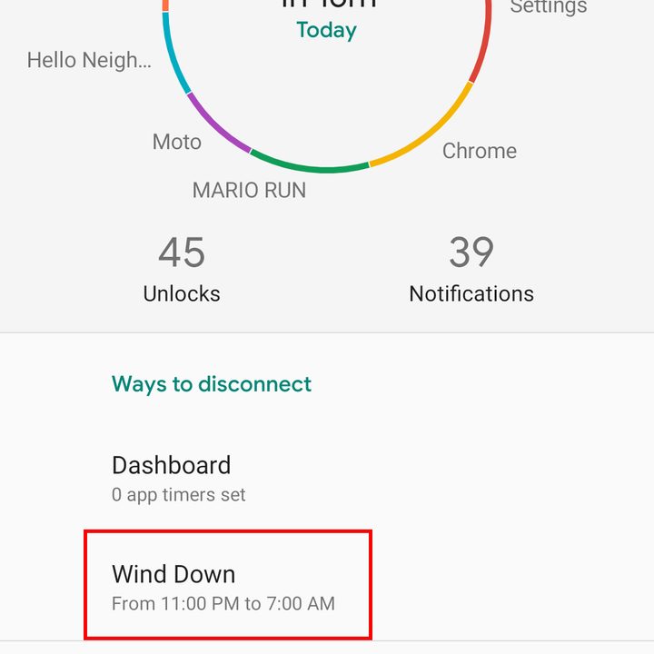 Schedule Wind Down on your Moto G7