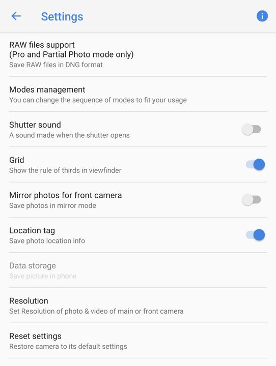 Nokia 9 PureView camera settings
