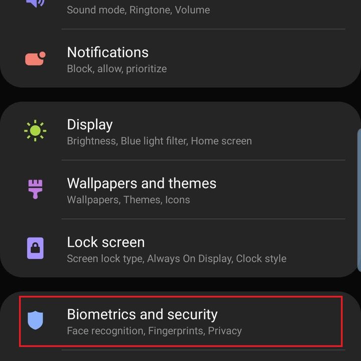 samsung galaxy s10 plus s10e settings biometrics