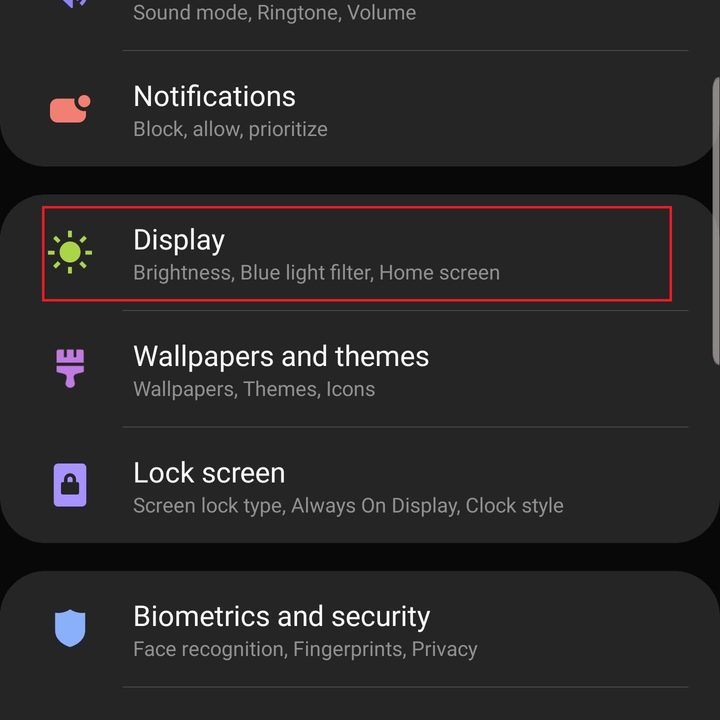 samsung galaxy s10 plus s10e settings display