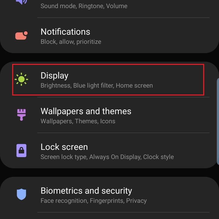 samsung galaxy s10 plus s10e settings display