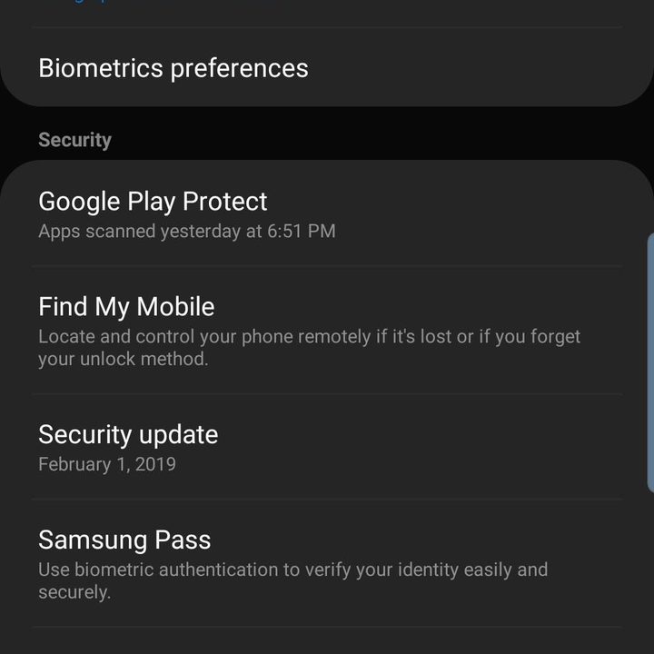 samsung galaxy s10 plus s10e settings face recognition