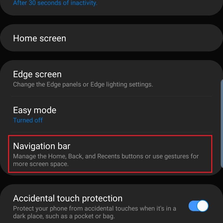 samsung galaxy s10 plus s10e settings navigation bar