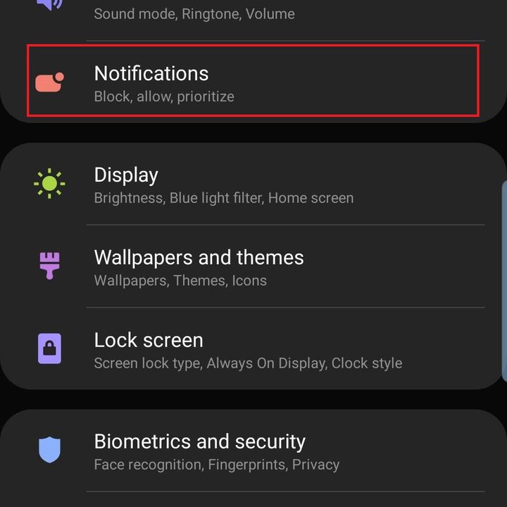 samsung galaxy s10 plus s10e settings notifications