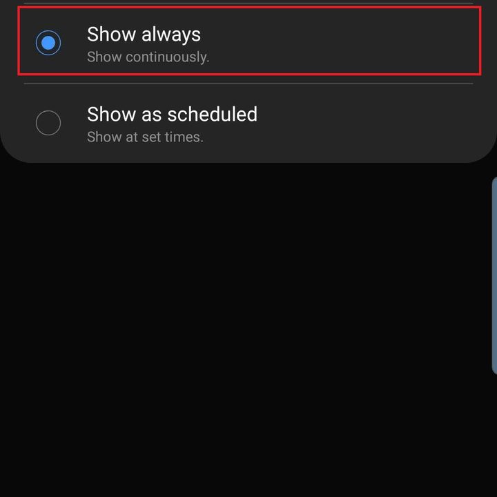 samsung galaxy s10 plus s10e settings show always