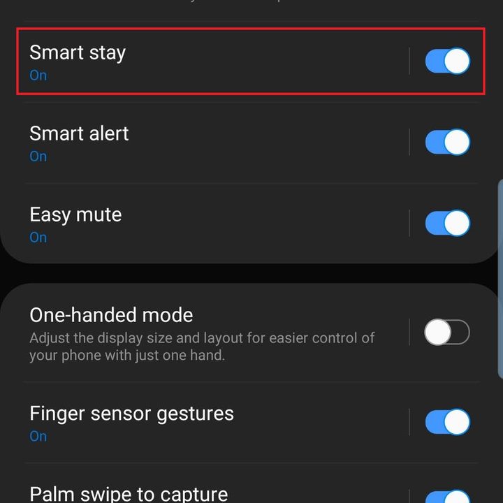 samsung galaxy s10 plus s10e settings smart stay