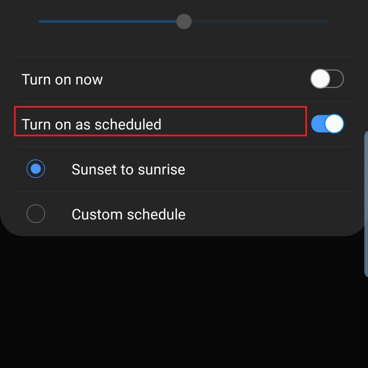 samsung galaxy s10 plus s10e settings turn on as scheduled