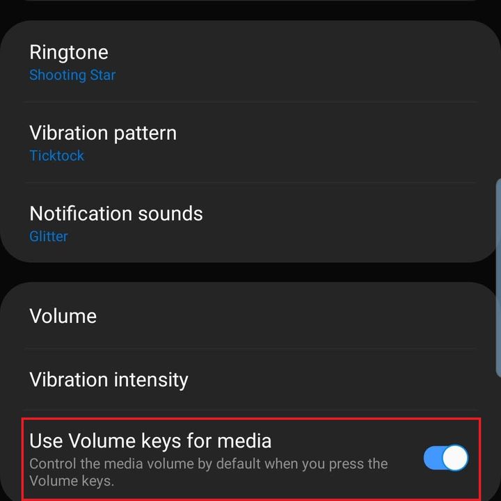 samsung galaxy s10 plus s10e settings volume keys for media