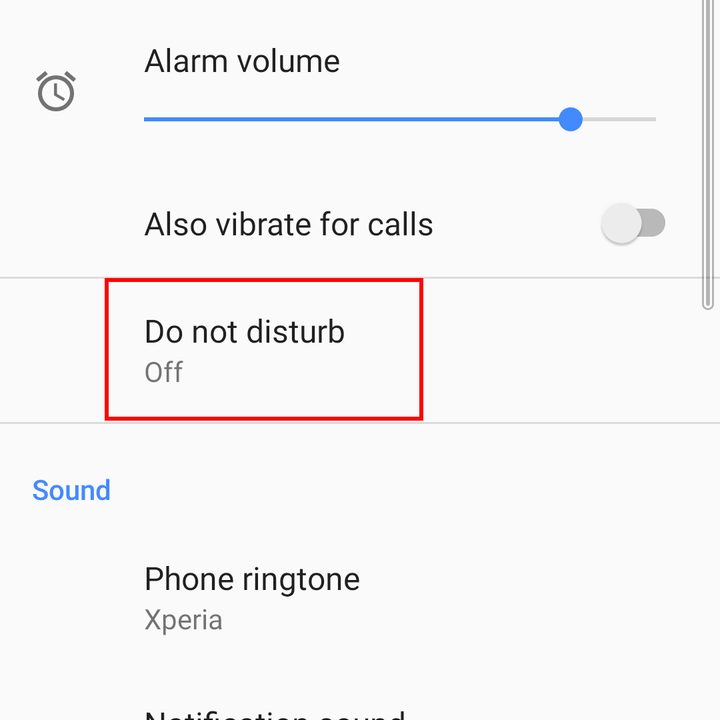 Sony Xperia 10 Do Not Disturb