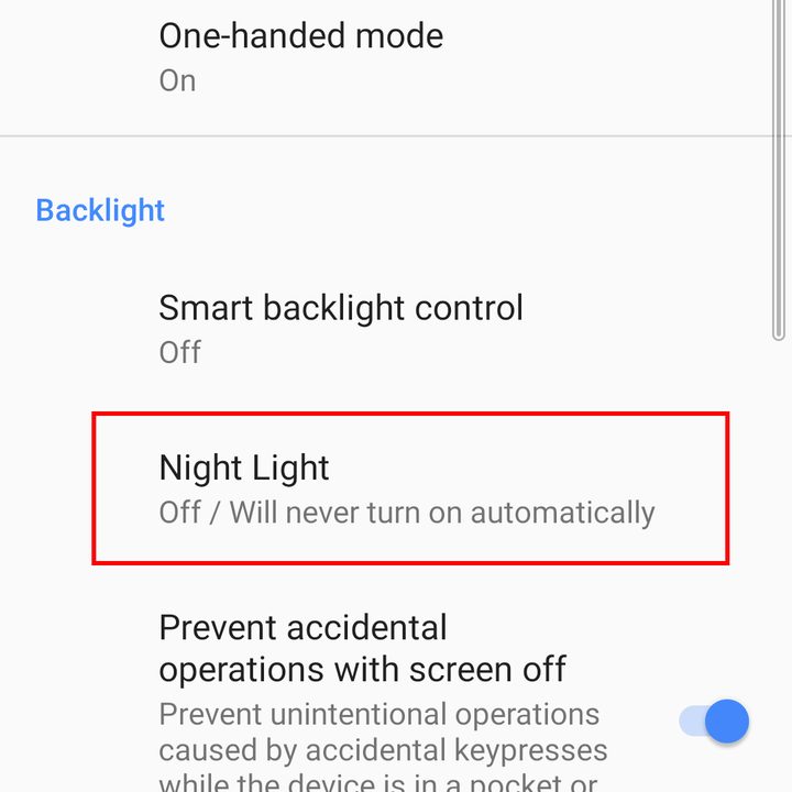 Sony Xperia 10 Night Light