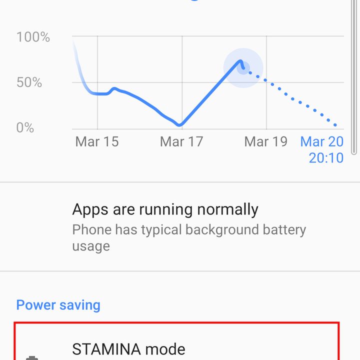 Sony Xperia 10 Stamina mode