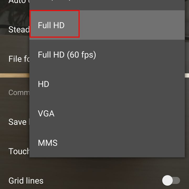Sony Xperia 10 video settings