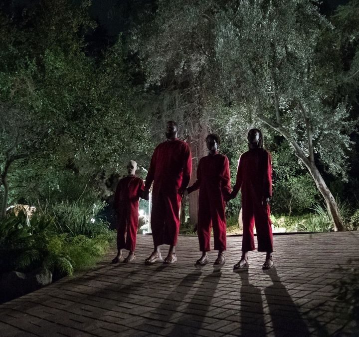 The evil doppelgangers of the Wilson family in the horror movie "Us".