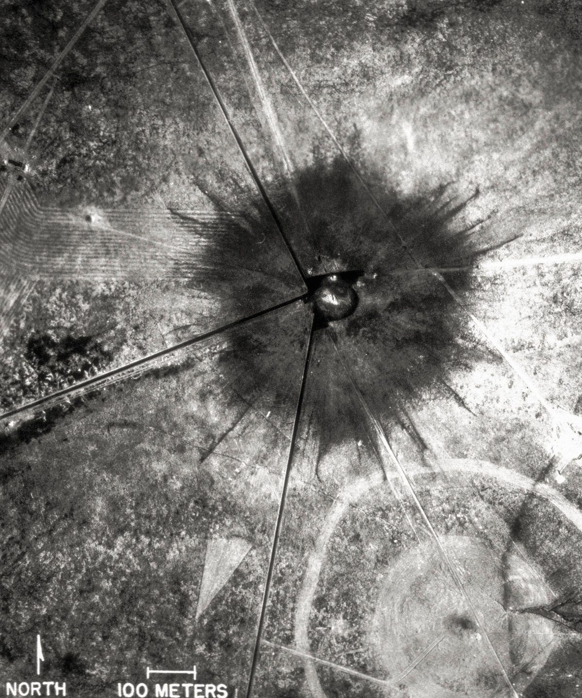 Aerial view of explosion at Trinity Test
